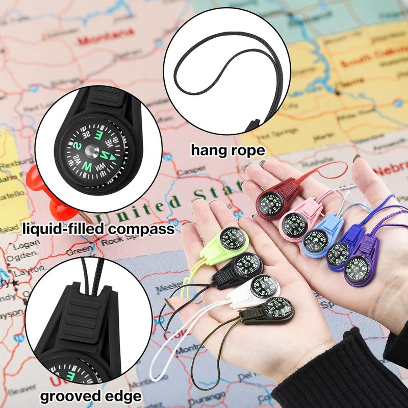 Taikula Mini Compass for Kids Keychain, Small Bulk Multi-Color Outdoor Camping Hiking Pocket Compass for Survival Kits Watchband Bracelet Necklace - Image 3